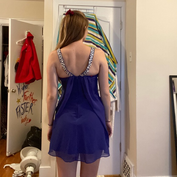 Vibrant Violet Chiffon Mini Dress - Picture 3 of 6